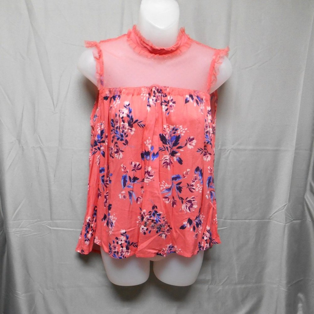 Arizona Jean Co orange blue floral top size medium